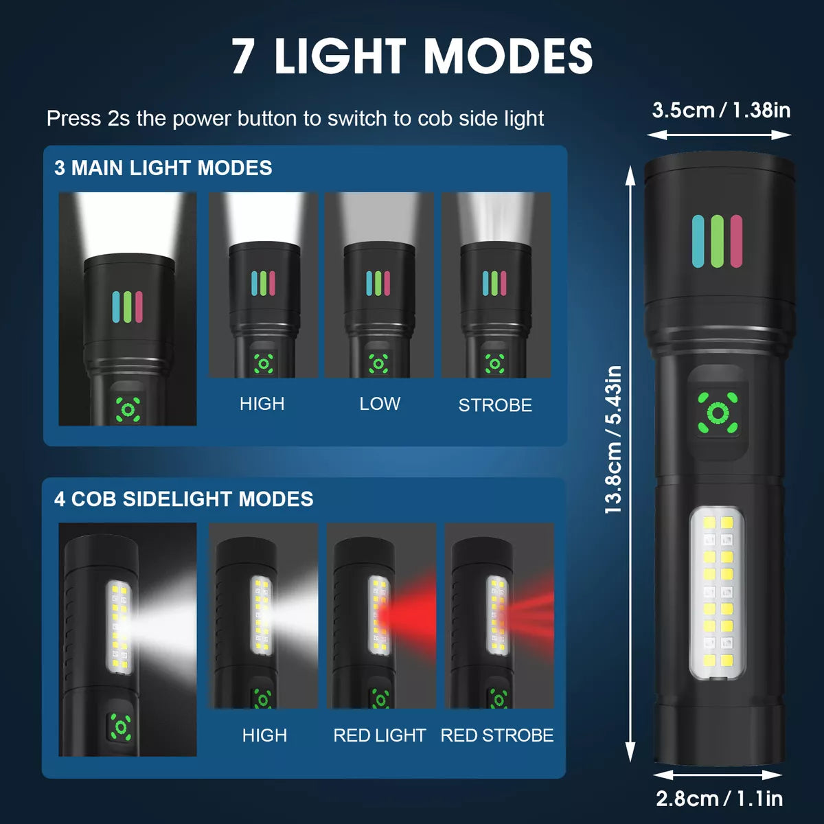 Super Bright Tactical Flashlight Rechargeable LED Work Light